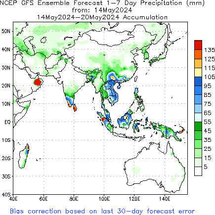 Asian Week 1 Accum Precipitation (mm) Forecast