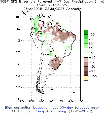 SA Week 1 Precipitation Anom (mm) Forecast