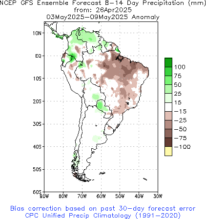 SA Week 2 Precipitation Anom (mm) Forecast