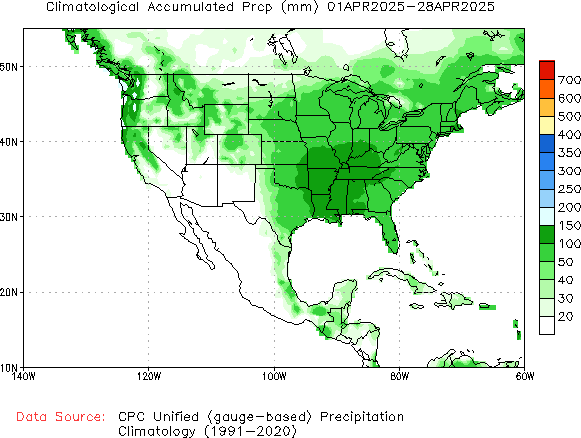 April to current Normal Precipitation (millimeters)