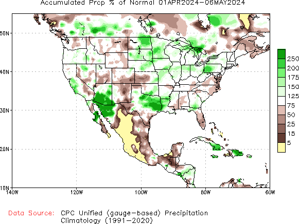 April to current % of Normal Precipitation