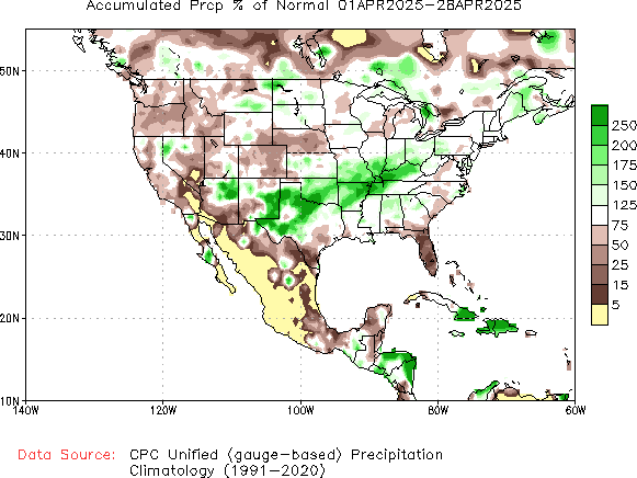 April to current % of Normal Precipitation