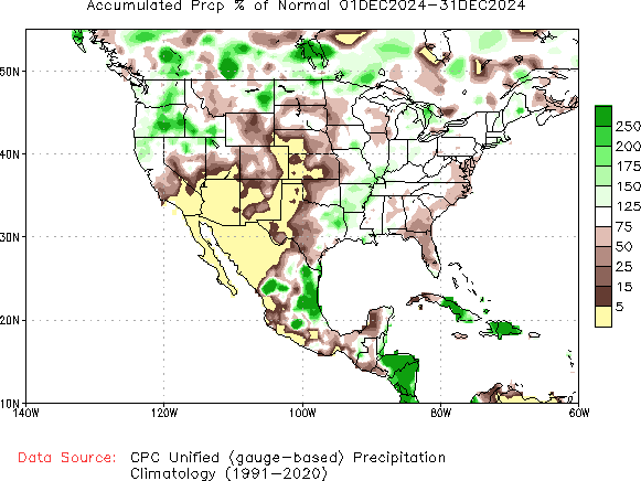 December to current % of Normal Precipitation