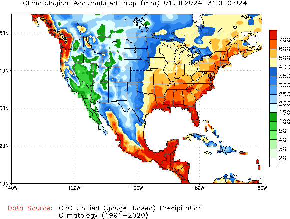 July to current Normal Precipitation (millimeters)