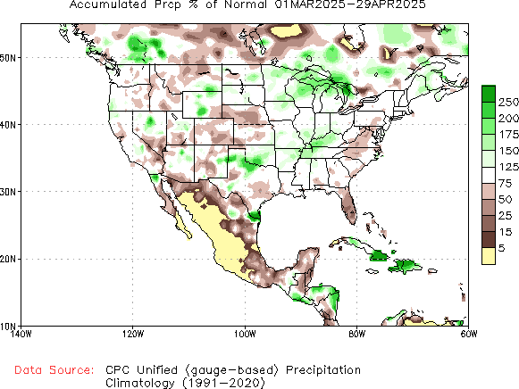 March to current % of Normal Precipitation