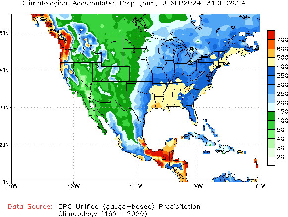 September to current Normal Precipitation (millimeters)