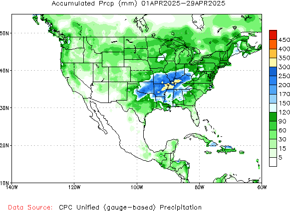 April to current Total Precipitation (millimeters)