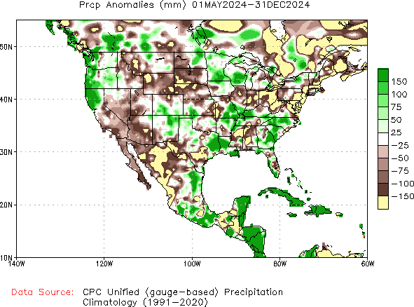 May to current Precipitation Anomaly (millimeters)