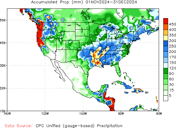 November to current Total Precipitation (millimeters)