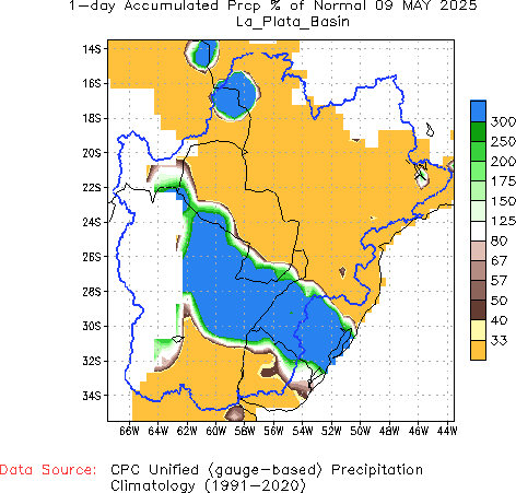 1-Day Percent of Normal Precipitation (%)