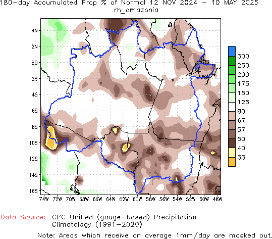 180-Day Percent of Normal Precipitation (%)