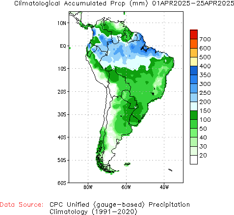 April to current Normal Precipitation (millimeters)