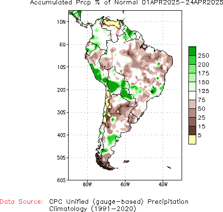 April to current % of Normal Precipitation