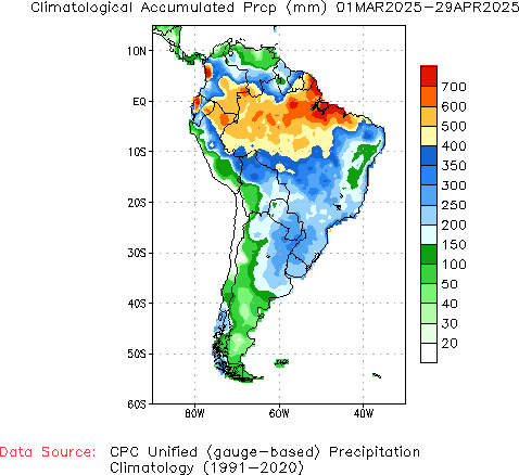 March to current Normal Precipitation (millimeters)