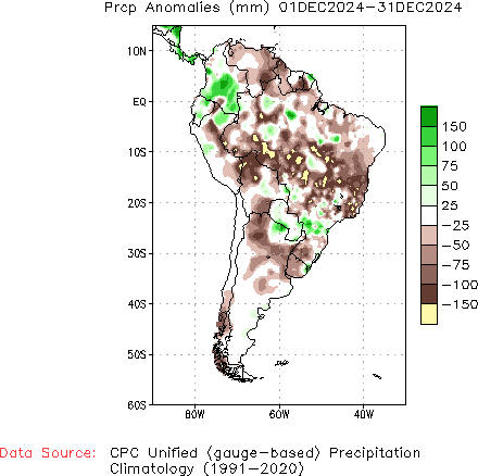 December to current Precipitation Anomaly (millimeters)