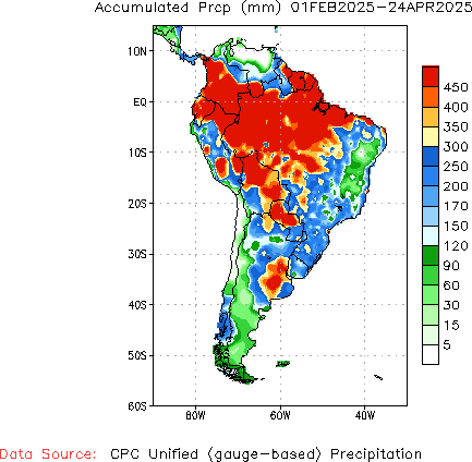 February to current Total Precipitation (millimeters)