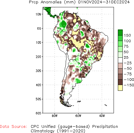 November to current Precipitation Anomaly (millimeters)