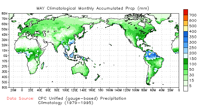 MAY Precipitation Climatology (mm)