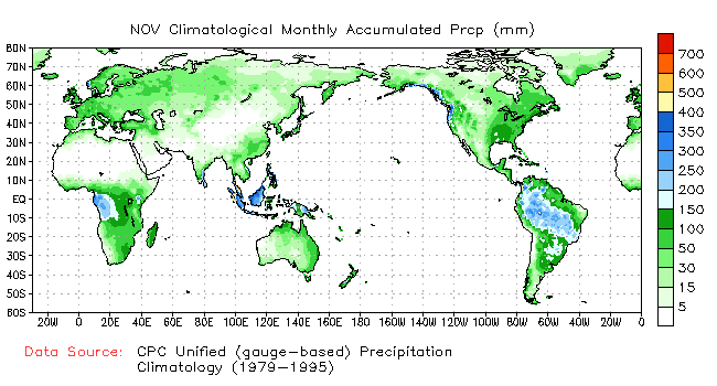 NOVEMBER Precipitation Climatology (mm)