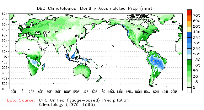 DECEMBER Precipitation Climatology (mm)