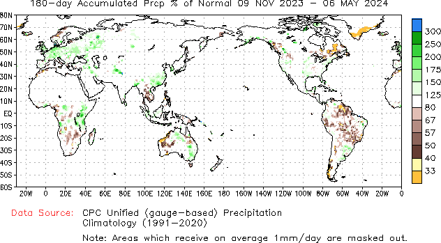 180-Day % of Normal Precipitation