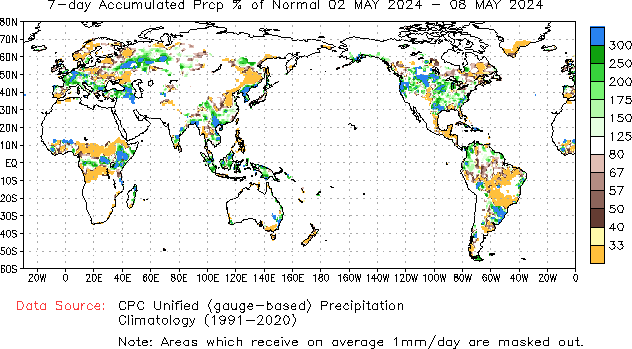 7-day % of Normal Precipitation