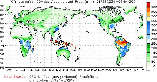 90-Day Normal Precipitation (millimeters)