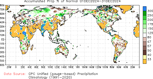 December to current % of Normal Precipitation