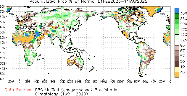 February to current % of Normal Precipitation