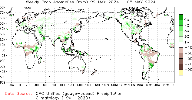 7-day Precipitation Anomaly (millimeters)
