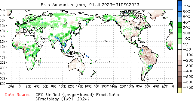 July to current Precipitation Anomaly (millimeters)