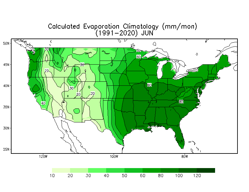 JUNE Evaporation Climatology (mm)