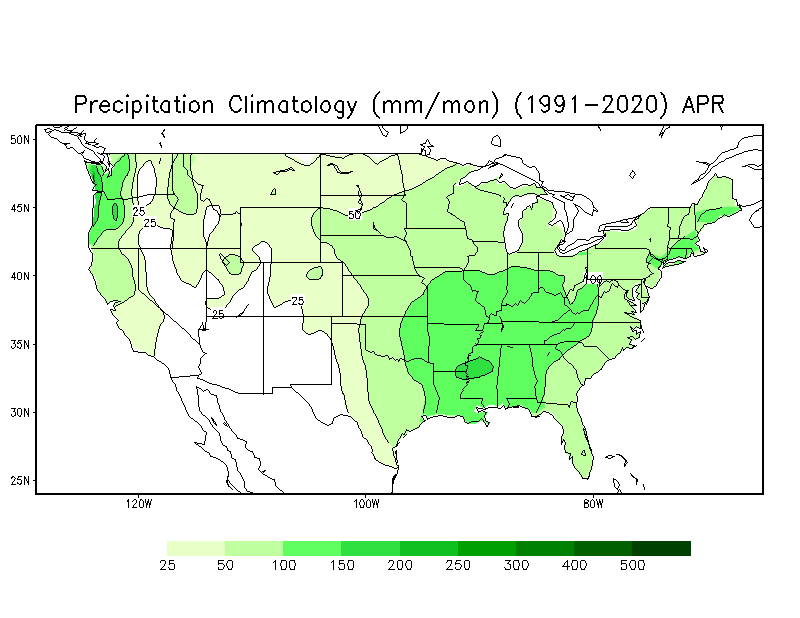 APRIL Precipitation Climatology (mm)