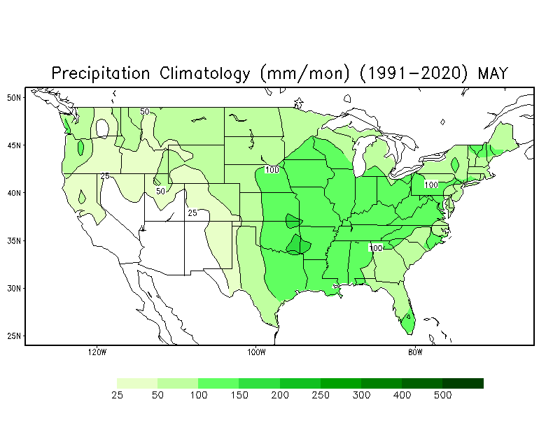 MAY Precipitation Climatology (mm)