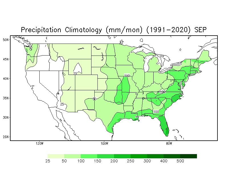 SEPTEMBER Precipitation Climatology (mm)