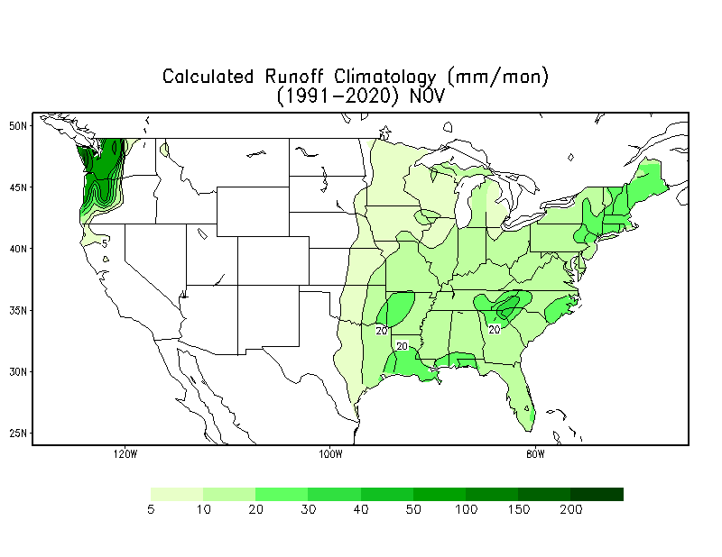 NOVEMBER Runoff Climatology (mm)