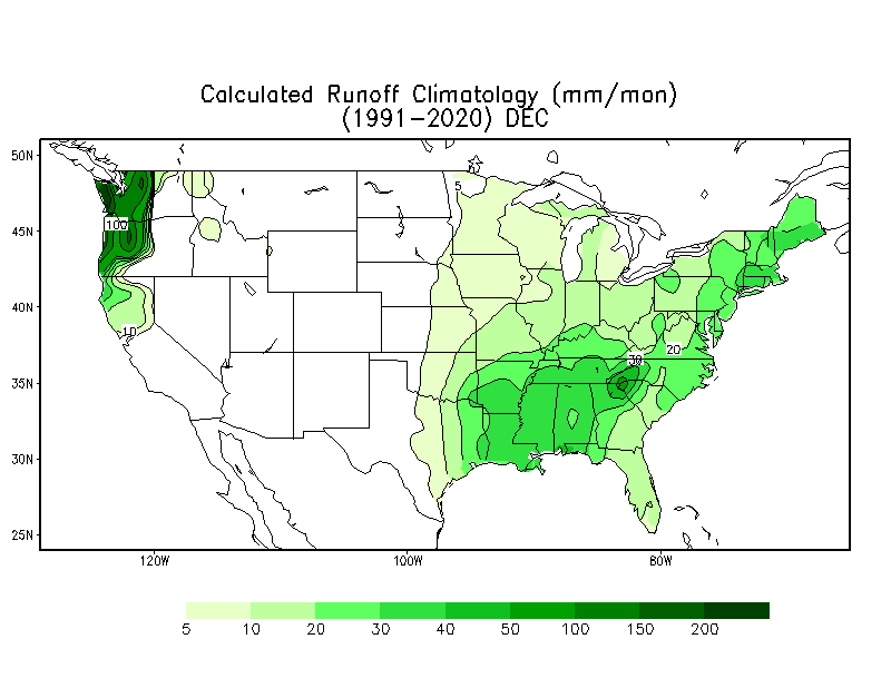 DECEMBER Runoff Climatology (mm)