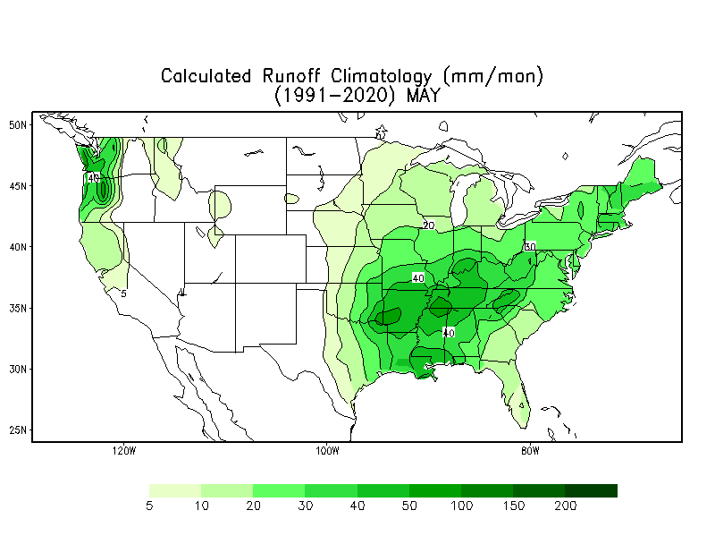 MAY Runoff Climatology (mm)