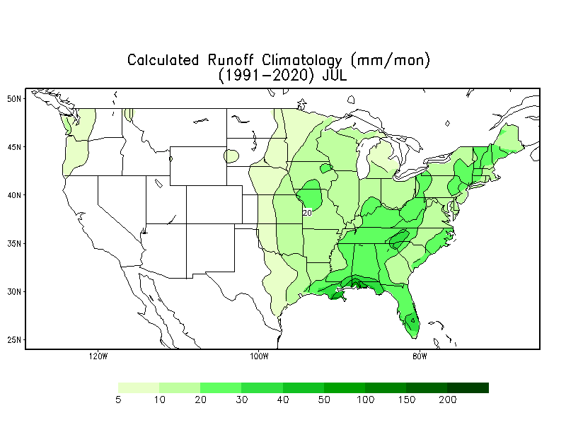 JULY Runoff Climatology (mm)