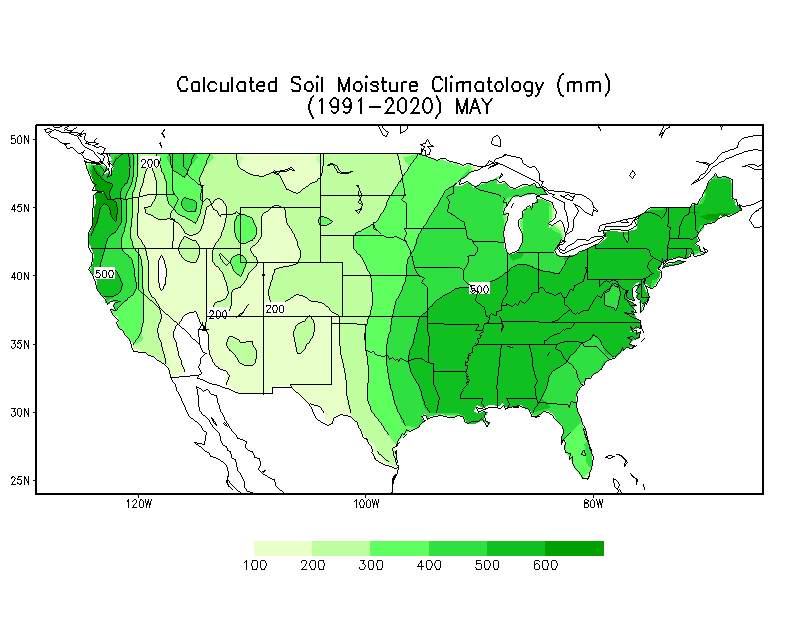 MAY Soil Moisture Climatology (mm)