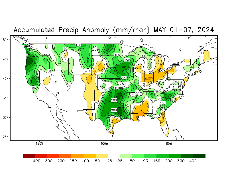 Latest Month Accumulated Precipitation Anomaly