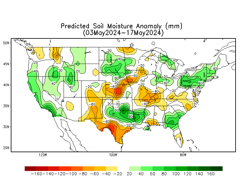 Predicted Soil Moisture Anomaly Week 2 (00z)  - Click to Enlarge