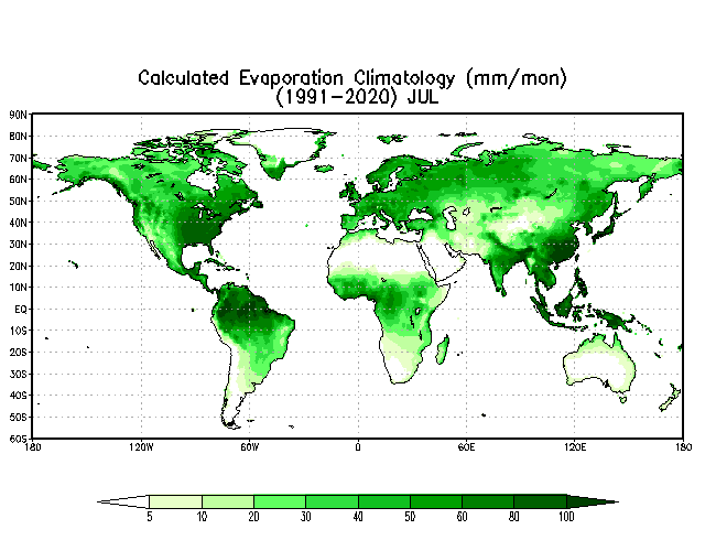 JULY Soil Moisture Climatology (mm)