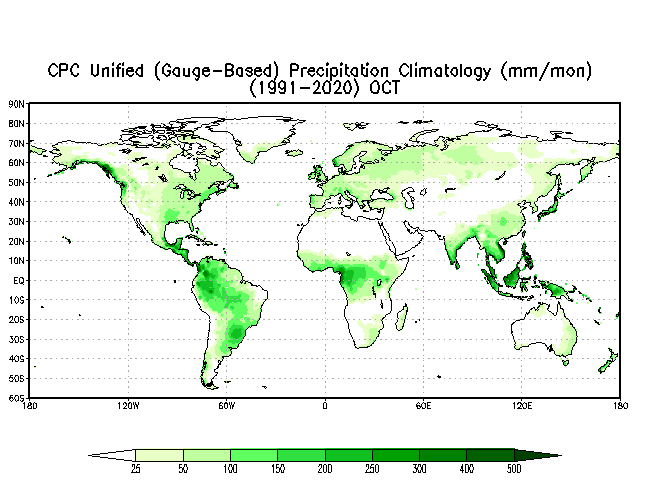 OCTOBER Soil Moisture Climatology (mm)