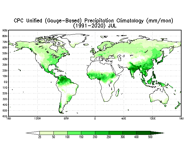 JULY Soil Moisture Climatology (mm)