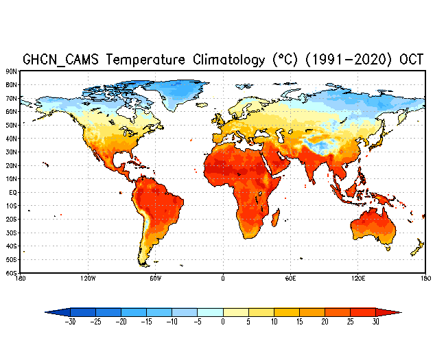 OCTOBER Soil Moisture Climatology (mm)