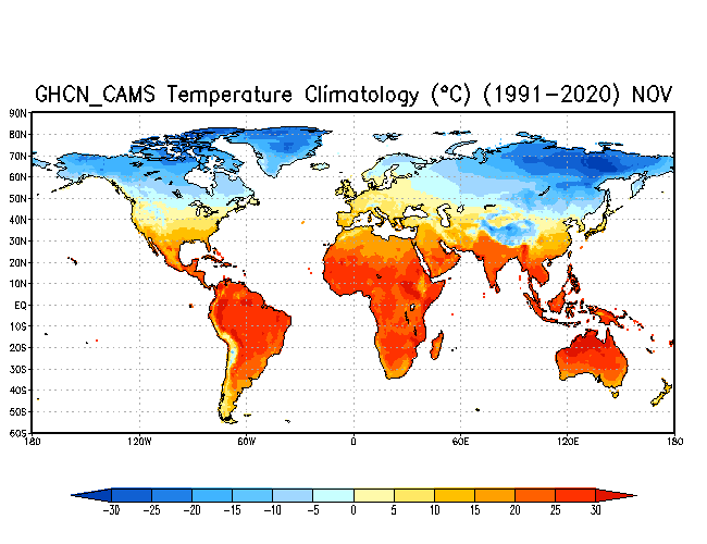 NOVEMBER Soil Moisture Climatology (mm)