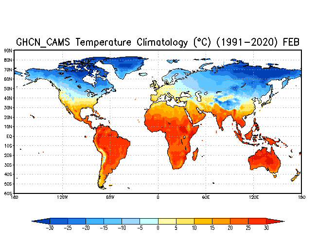 FEBRUARY Soil Moisture Climatology (mm)