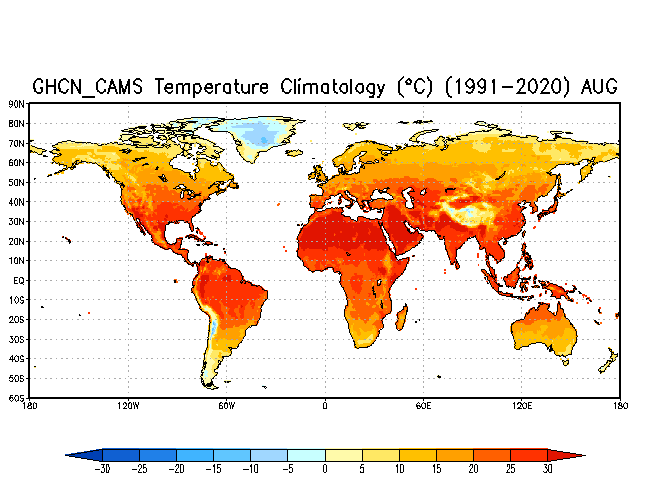 AUGUST Soil Moisture Climatology (mm)