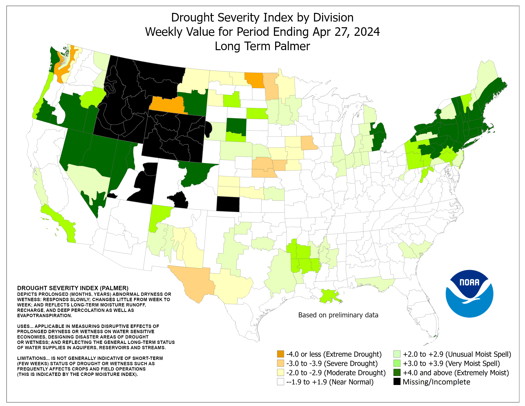 Drought severity index by division